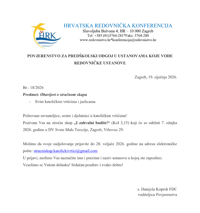 obavijest o strucnom skupu